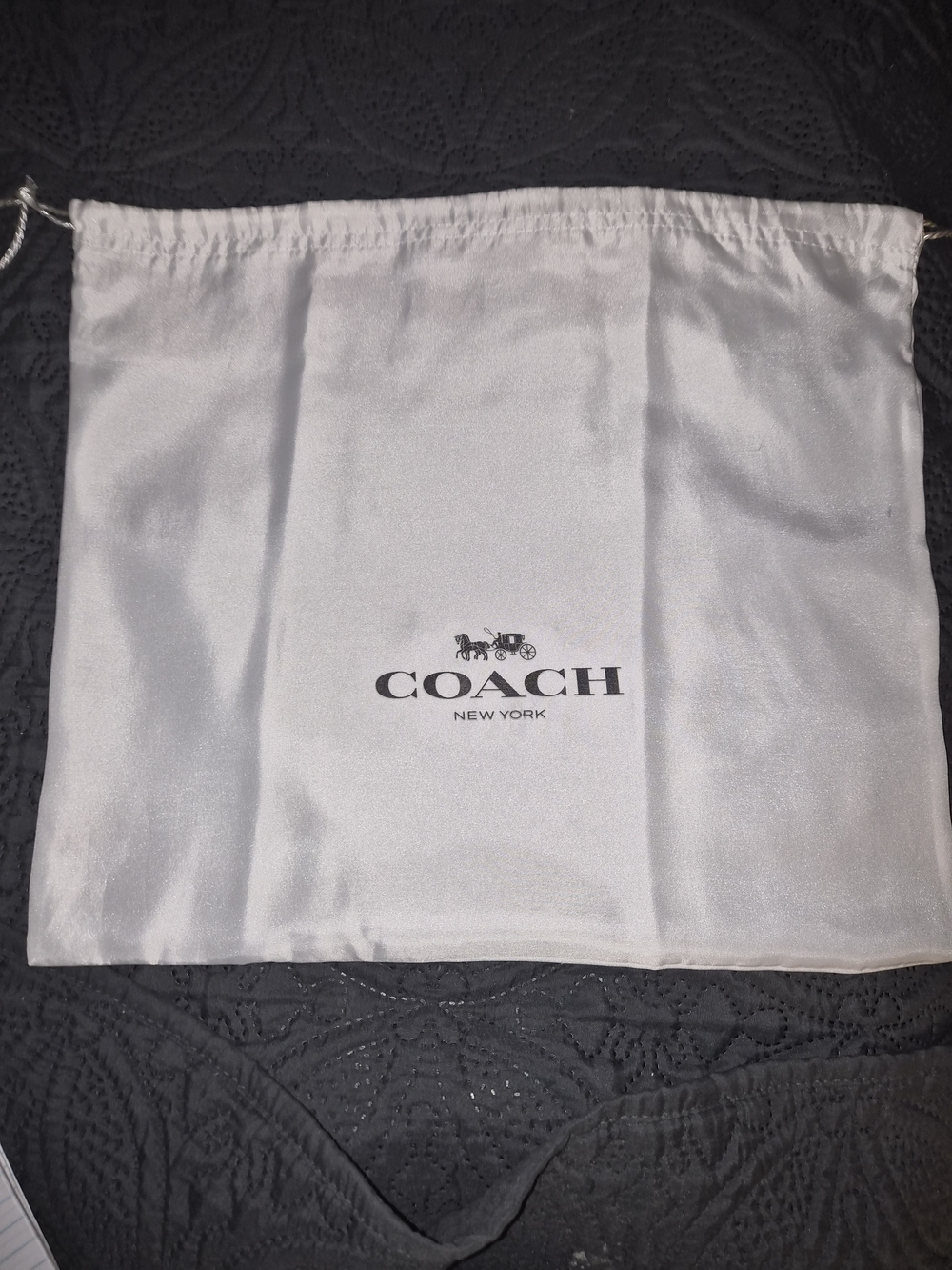 Coach New York Satin Drawstring Dust Bag White 15.5 X 13.5